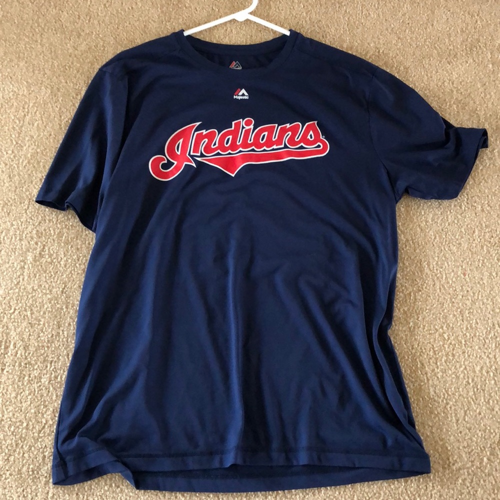 Navy Cleveland Indians baseball Lindor tee